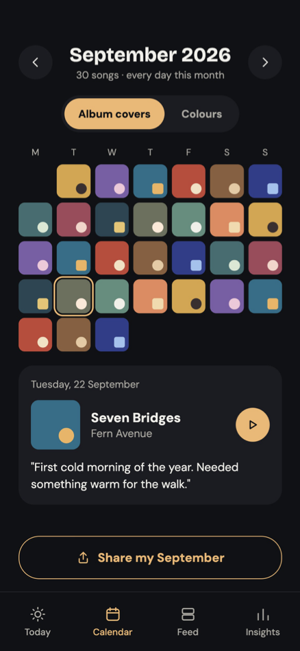 A month of album covers in Notd's calendar